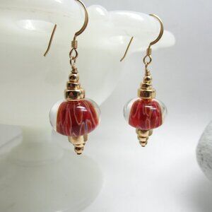 Boro glass bead earrings on gold